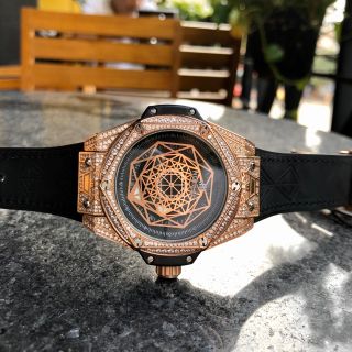 Đồng hồ cơ nam HB Big Bang Sang Bleu Full Diamond King Gold