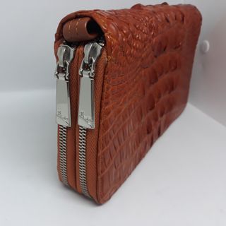 Ví nữ da cá sấu hai khóa kéo