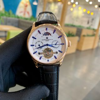 Đồng hồ nam Patek Philipe vỏ trắng mặt trắng kim xanh