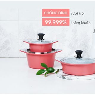 Bộ ba nồi men đá đáy từ ecoramic Hàn Quốc