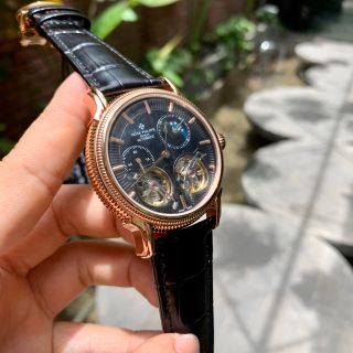 Đồng hồ nam Patek Philippe vỏ vàng mặt đen lộ cơ