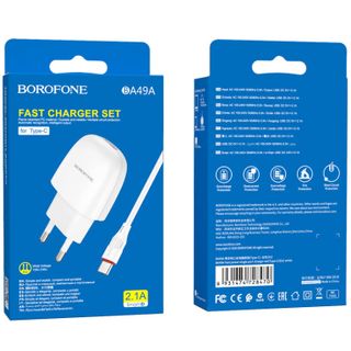 Bộ Cóc Cáp Sạc BA49A Borofone - 1 Cổng USB - Cổng Type-C chuẩn EU