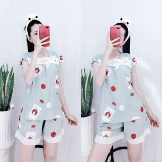 Đồ Ngủ Nữ Lụa Tole Quần Đùi Mặc Nhà Pijama Mát Mịn Xinh giá sỉ