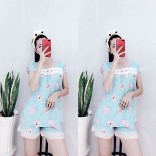Đồ Ngủ Nữ Lụa Tole Quần Đùi Mặc Nhà Pijama Mát Mịn Xinh