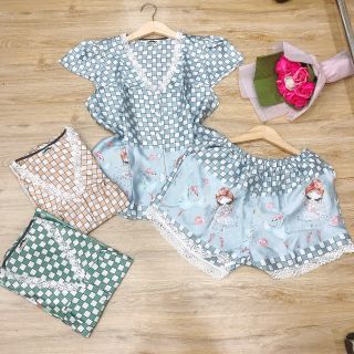 Đồ Mặc Nhà Nữ Pijama Tay Ngắn Quần Đùi Satin Mẫu Ngắn Mùa Hè