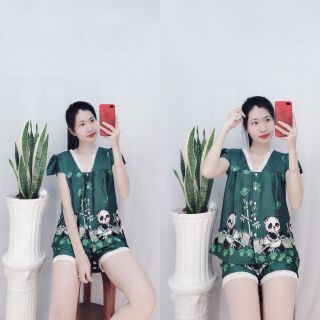 Đồ Mặc Nhà Nữ Pijama Tay Ngắn Quần Đùi Satin Mẫu Ngắn Mùa Hè