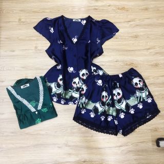 Đồ Mặc Nhà Nữ Pijama Tay Ngắn Quần Đùi Satin Mẫu Ngắn Mùa Hè
