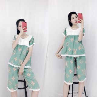 Đồ Bộ Mặc Nhà Nữ Pijama Lụa Tole Quảng Châu Lửng Đẹp