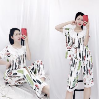 Đồ Bộ Nữ Lụa Satin Lửng Mặc Nhà Quảng Châu Xinh