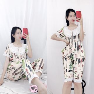 Đồ Bộ Nữ Lụa Satin Lửng Mặc Nhà Quảng Châu Xinh