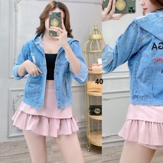 Áo khoát jeans nữ cao cấp thêu