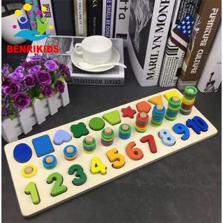 Giáo Cụ Montessori Cột Tính Học Đếm Và Hình Khối Bằng Gỗ Cho Bé
