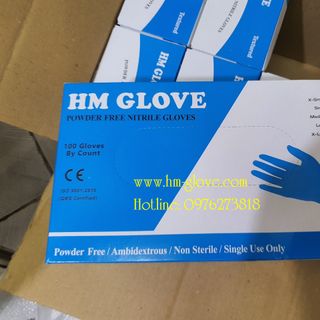 Găng tay y tế hmglove nitrile xanh không bột