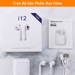 TAI NGHE BLUETOOTH i12 TWS Nhỏ Gọn, Tiện Lợi, Cảm ứng tay sử dụng liên tục 2-3 giờ