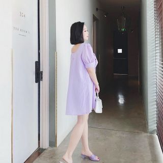 ĐẦM RỘNG TAY PHỒNG ĐÍNH NƠ LỚN TRƯỚC NGỰC
