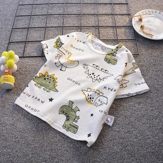 Áo thun khủng long mix quần kaki màu nâu tây cá tính