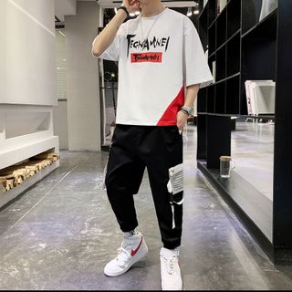Bộ Bồ Thun Nam Thể Thao Ngắn Tay In Hình TEGNAMNEL Kết Hợp Quần Jogger Túi Hộp Phối Dây Năng Động