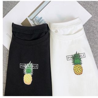 Áo thun sát nách in hình trái dứa 100% cotton màu trắng