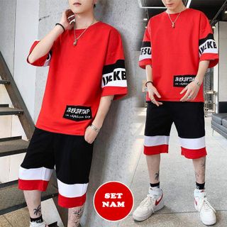 Bộ Quần Áo Thun Nam Thể Thao Mùa Hè IKEKBFSUP Phối Màu Và Họa Tiết Chữ Trẻ Trung