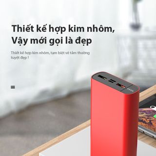 pin sạc dự phòng K2 dung lượng 25000mah cổng sạc nhanh QC3.0