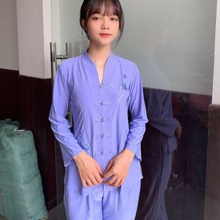Áo lam đi chùa Ba Lai tim nút thắt