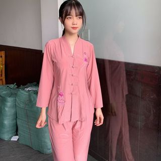 Áo lam đi chùa Ba Lai tim nút thắt