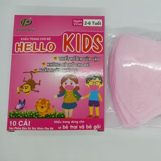 Khẩu trang trẻ em 3D Hello kids (màu hồng) hộp 10 cái