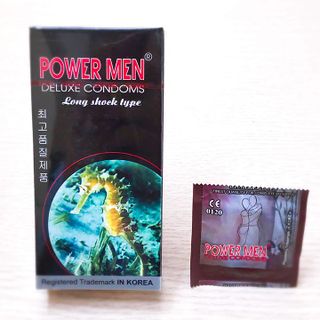 Bao cao su gân, gai, kéo dài Hàn Quốc Powermen Cá Ngựa Đen