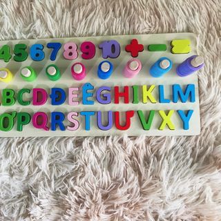 Bảng chữ cái tiếng việt ,cột tính, chữ số bằng gỗ
