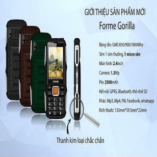 Điện thoại Forme Gorilla 2 SIM 2 SÓNG có đài FM, đèn pin, FORM CHỮ TO