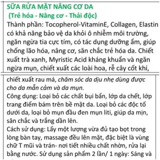 Sữa rửa mặt thải độc nâng cơ wskin