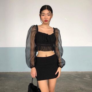 Áo Kiểu Công Chúa tay bồng Black Lady