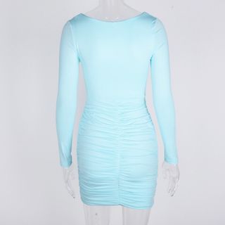 Đầm Body Blue Pastel dây rút ngực nhún eo