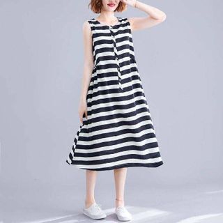 ĐẦM SUÔNG SỌC NHÚN EO - DT1265