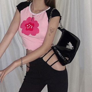 Áo Croptop Hồng Pinky Flower