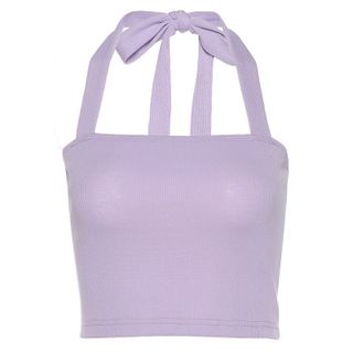 Áo Croptop Tím Nơ cổ