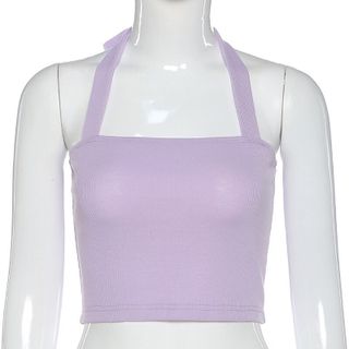 Áo Croptop Tím Nơ cổ