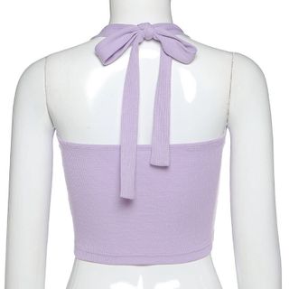 Áo Croptop Tím Nơ cổ