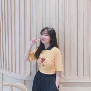 Áo kiểu croptop hoa hướng dương
