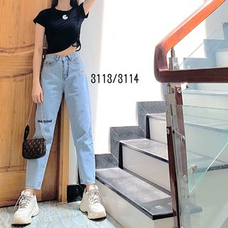 QUẦN BAGGY JEAN THÊU HOA CÚC 3113/3114 giá sỉ