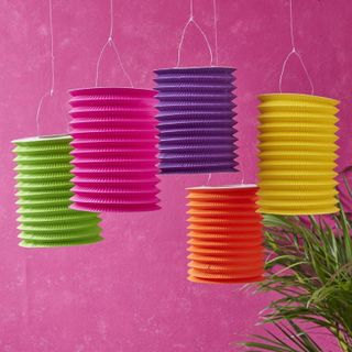 Lồng đèn trụ trơn trang trí trung thu - Lồng đèn nhiều màu
