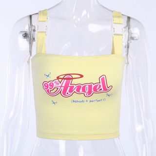 Áo Croptop Nữ Angel Vàng Dây Khoá