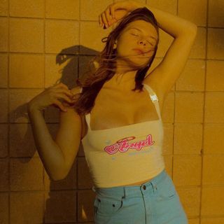 Áo Croptop Nữ Angel Vàng Dây Khoá