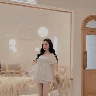 Set Baby Doll Áo Tay Bồng Phối Váy