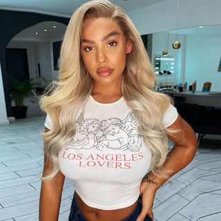 Áo Croptop Trắng Ôm Body Los Angeles Lovers