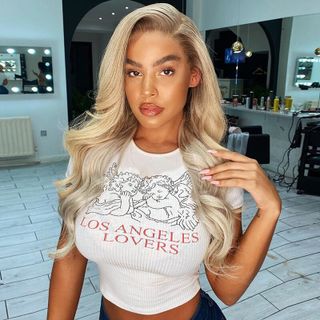 Áo Croptop Trắng Ôm Body Los Angeles Lovers