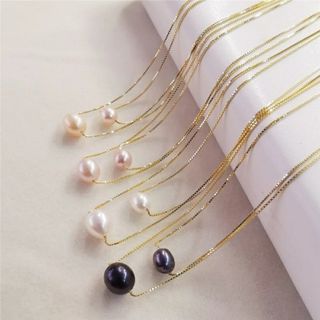 Dây chuyền xuyên ngọc trai (7_9ly)mạ vàng