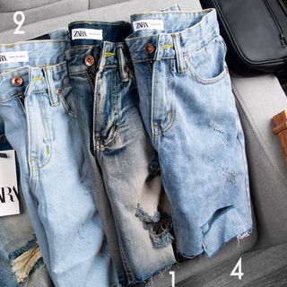 Quần short nam jean rách 100% cotton