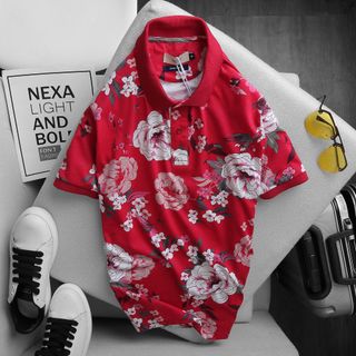 Áo thun nam họa tiết hoa lá