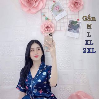 Bộ pijama chất gấm quần dài tay ngắn